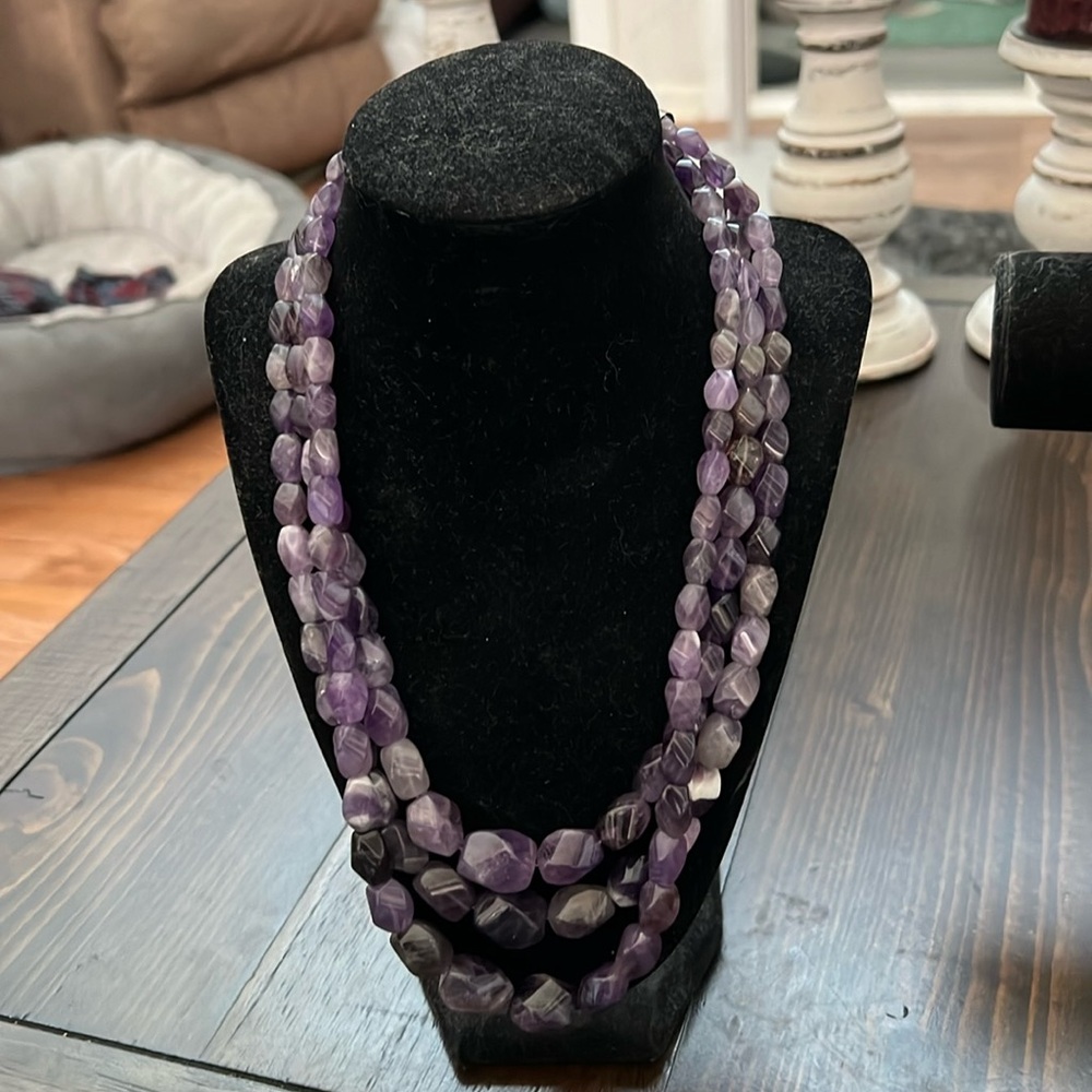 Jay King 3 strand Amethyst necklace